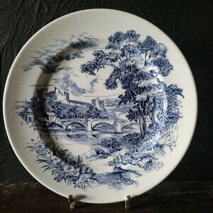 Vintage Enoch Wedgwood "Countryside" Blue and White Transferware Dinner Plate